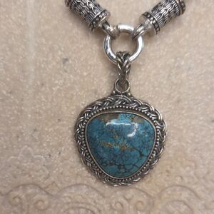 BARSE Turquoise and Sterling Silver Pendant Necklace